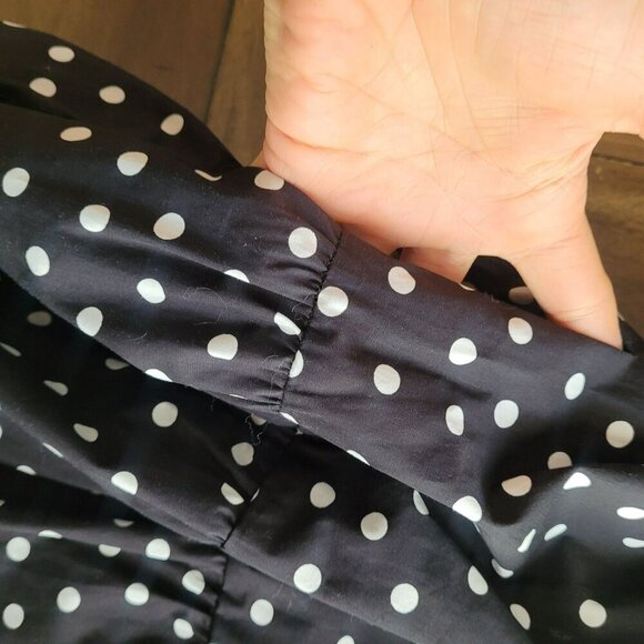 English Factory Polka Dot Ruffle Sleeve Tiered Black & White Dress Sz M - Picture 4 of 6